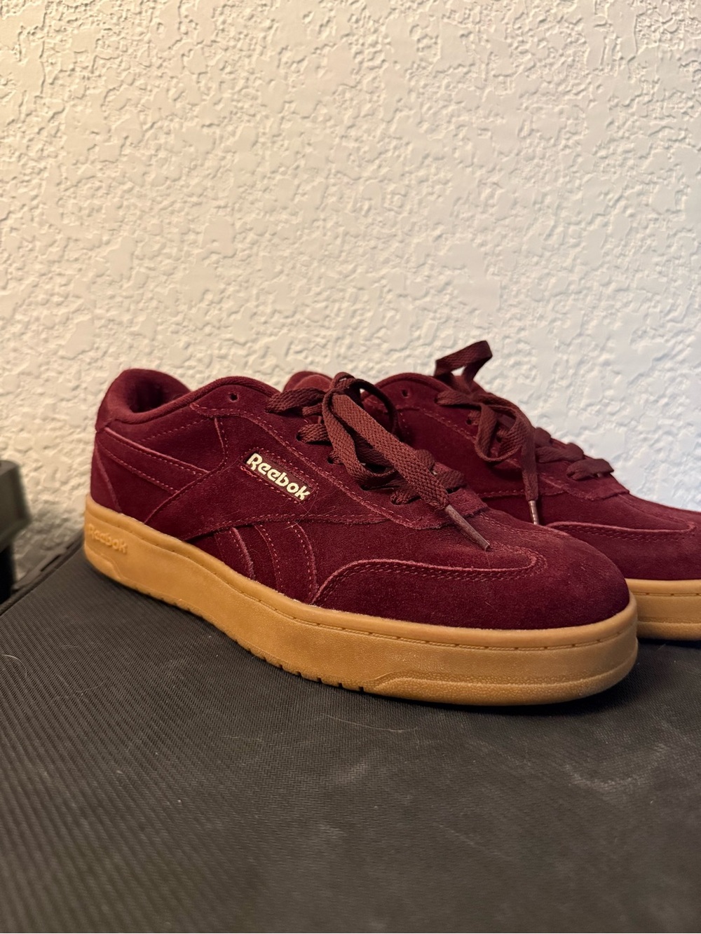 Reebok Burgundy Suede Sneakers with Gum Sole